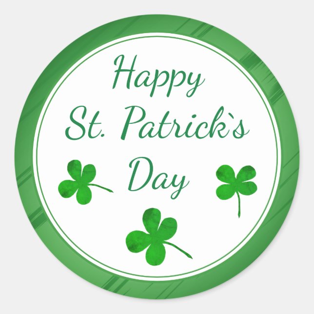 Sticker Rond Joyeux Saint Patrick`s Day Shamrock vert irlandais (Devant)
