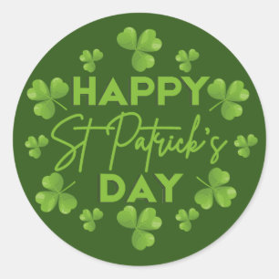 Sticker Rond Joyeux Saint Patrick's Day Irlandais coloré Shamro
