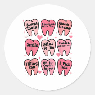 Sticker Rond Joyeux Saint Valentin Dentiste Dents Dents Dents D