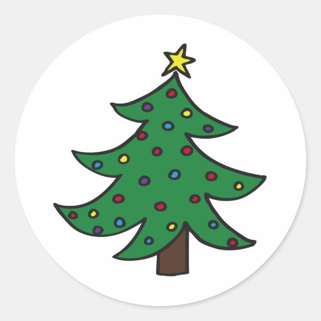 Sticker Rond Joyeux sapin de Noël (Devant)