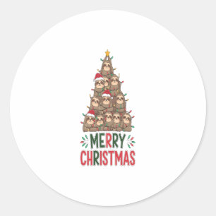 Sticker Rond Joyeux sapin de Noël