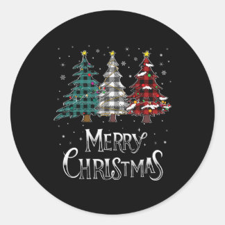 Sticker Rond Joyeux sapin de Noël Buffalo plaqué Rouge Blanc