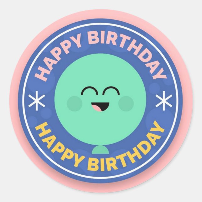 Sticker Rond Joyeux sceau d'enveloppe d'anniversaire (Devant)