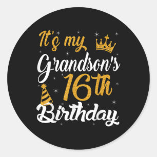 Sticker Rond Joyeux Ses Mes petits-fils 16e anniversaire 2009 1