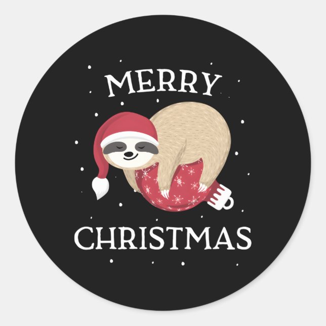 Sticker Rond Joyeux Sloth Père Noël (Devant)