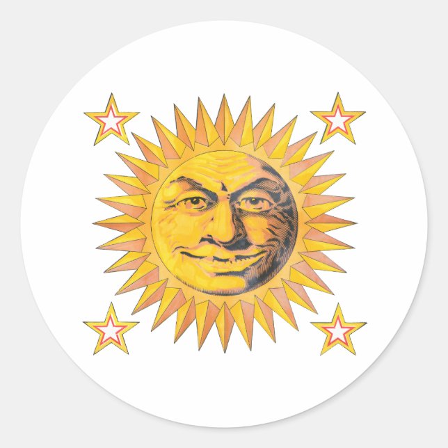 Sticker Rond Joyeux soleil (Devant)
