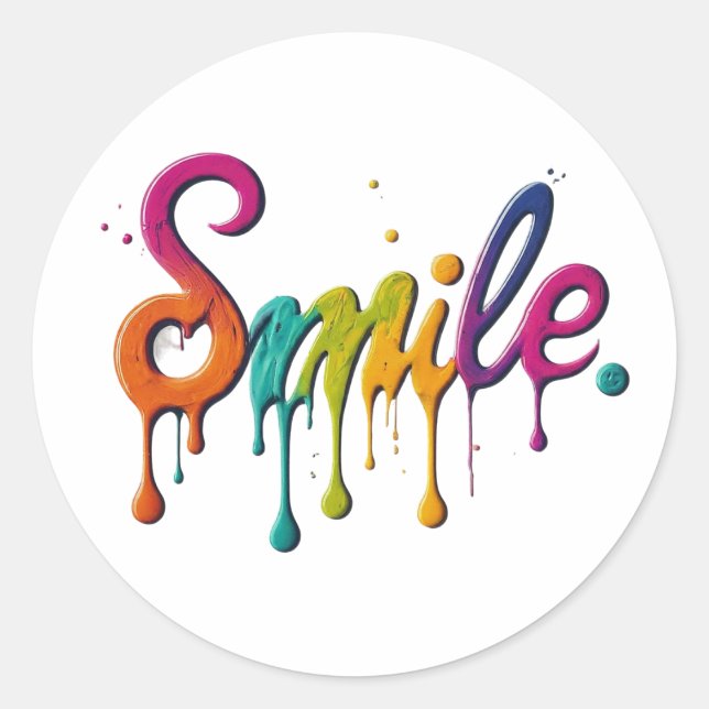 Sticker Rond Joyeux sourire (Devant)