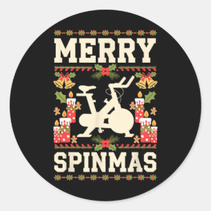 Sticker Rond Joyeux Spinmas Spin-bike Fête de Noël