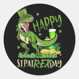 Sticker Rond Joyeux St. Pat T-Rex Day St. Patrick Day