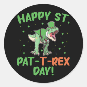 Sticker Rond Joyeux St Pat Trex Jour Dino Jour de la Saint Patr