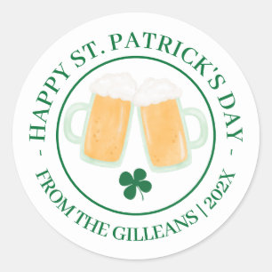 Sticker Rond Joyeux St. patrick jour vert famille Shamrock