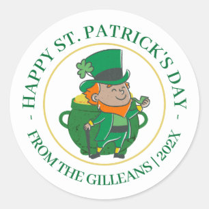 Sticker Rond Joyeux St. patrick jour vert famille Shamrock