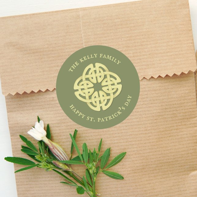 Sticker Rond Joyeux St. Patrick's Day Croix celtique personnali (Créateur téléchargé)