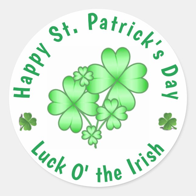Sticker Rond Joyeux St Patrick's Day Luck O' the Irish (Devant)