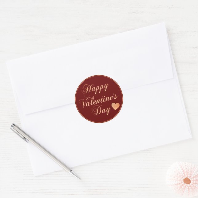 STICKER ROND JOYEUX ST. VALENTIN PAILLONS D'OR (Enveloppe)
