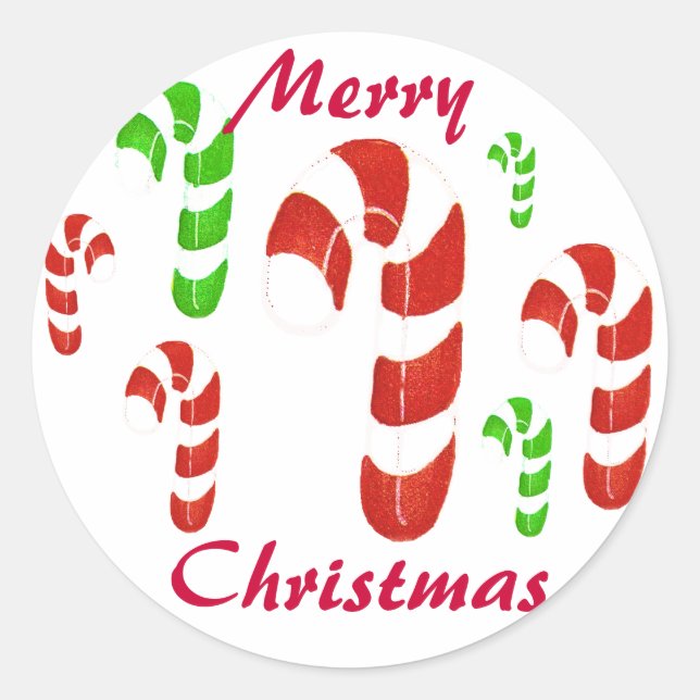 Sticker Rond Joyeux Sucre de canne de Noël (Devant)