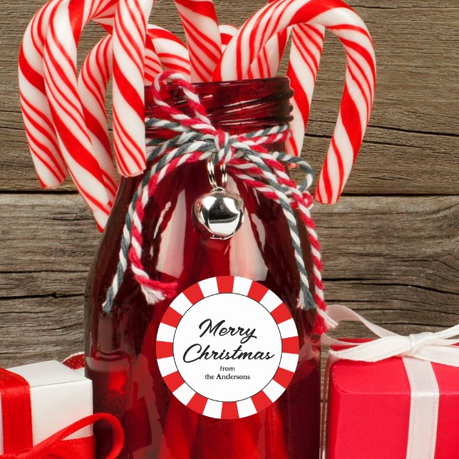 Sticker Rond Joyeux Sucre de canne de Noël personnalisé (Créateur téléchargé)