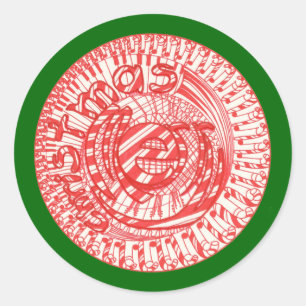 Sticker Rond Joyeux sucres de canne à billes de Noël autocollan