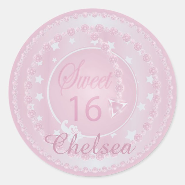 Sticker Rond Joyeux Sweet 16 Anniversaire (Devant)