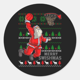 Sticker Rond Joyeux Swishmas Père Noël Bysketbyll Byll Vileux N