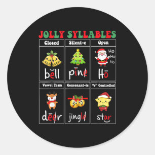 Sticker Rond Joyeux Syllabes De Noël Professeur Élèves Drôle S