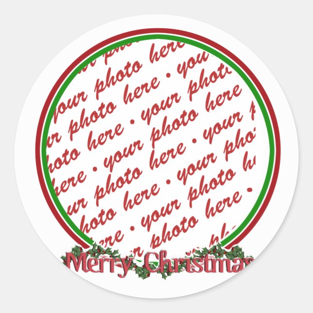 Sticker Rond Joyeux texte de Noël avec couronne et neige (Devant)