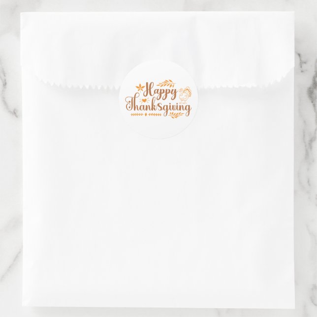 Sticker Rond Joyeux Thanksgiving (Sac)