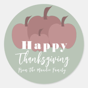 Sticker Rond Joyeux Thanksgiving Automne Patch de Citrouille