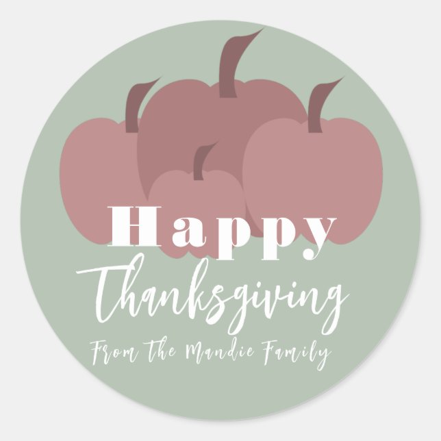 Sticker Rond Joyeux Thanksgiving Automne Patch de Citrouille  (Devant)