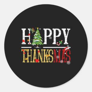 Sticker Rond Joyeux Thanksgiving Christmas Heureux Thanksmas