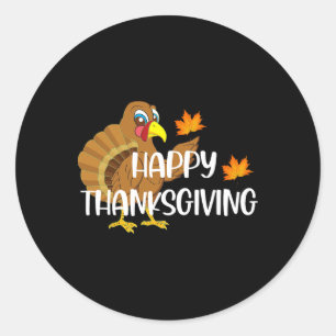 Sticker Rond Joyeux Thanksgiving Dinde Drôle de saison de vacan