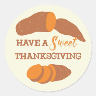 Sticker Rond Joyeux Thanksgiving Douces Patates Douces