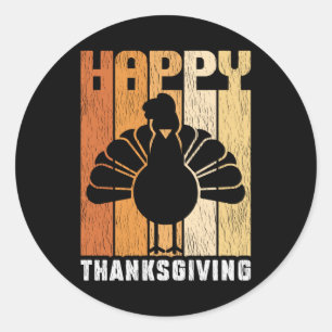 Sticker Rond Joyeux Thanksgiving Jour de la dinde Famille Enfan