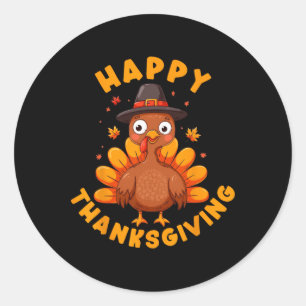 Sticker Rond Joyeux Thanksgiving pour le dîner de famille de la