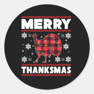 Sticker Rond Joyeux Thanksmas Thanksgiving
