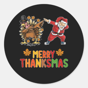 Sticker Rond Joyeux Thanksmas Thanksgiving automne Noël saison