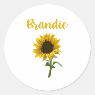 Sticker Rond Joyeux tournesol - Nom de Brandie