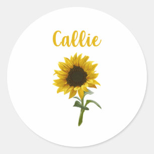 Sticker Rond Joyeux tournesol - Nom de callie