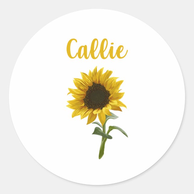 Sticker Rond Joyeux tournesol - Nom de callie (Devant)