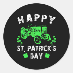 Sticker Rond Joyeux Tracteur St Patrick's Day Funny Toddler Boy