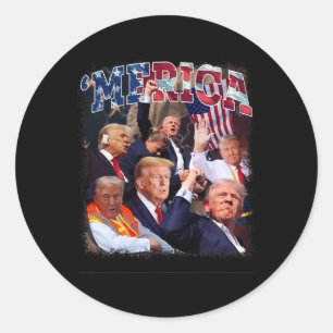 Sticker Rond Joyeux Trump Vintage 4 juillet patriotique américa