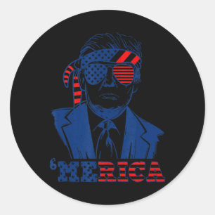 Sticker Rond Joyeux Trump Vintage 4 juillet Patriotique merica