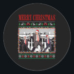 Sticker Rond Joyeux Trumpmas - Danse du Père Noël Donald Trump<br><div class="desc">Joyeux Trumpmas - Danse du Père Noël Donald Trump</div>