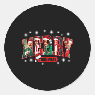 Sticker Rond Joyeux Trumpmas Père Noël Trump Drôle Pyjamas de N