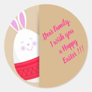 Sticker Rond Joyeux vacances de Pâques Bunny Floral tendance B