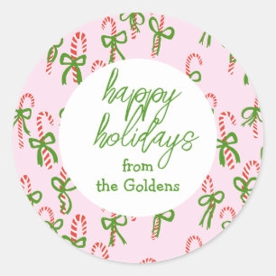 Sticker Rond JOYEUX VACANCES Sucres de canne personnalisés Noël