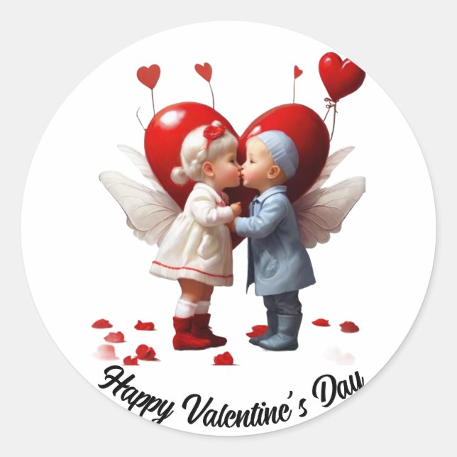 Sticker Rond Joyeux Valentine's Day (Devant)