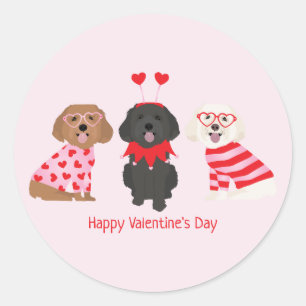 Sticker Rond Joyeux Valentines Day Chiens de Maltipoo