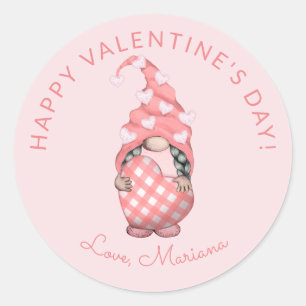 Sticker Rond Joyeux Valentines Gnome de mignonne Fête Faveurs