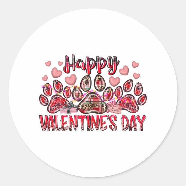 Sticker Rond Joyeux Valentines Jour chien animal (Devant)